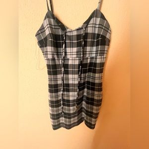 bodycon blue plaid dress